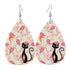 Kitschy Mod Dancing Flamingos Atomic Cat, Retro Summer Vibes Teardrop Earrings - Mid Century Modern Gal