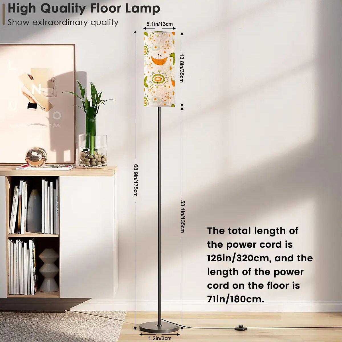 Atomic Boomerang Starburst Mid Century Modern Floor Lamp, Orange Green Design - Mid Century Modern Gal