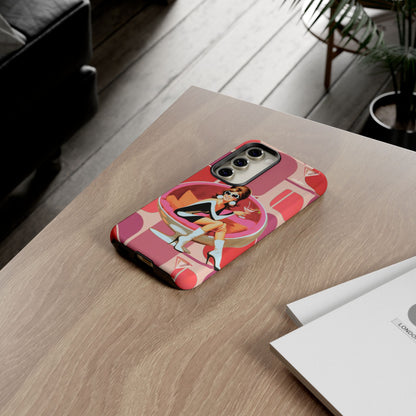 Mid Mod 60s Mod Gal, Kick Back Enjoy, Retro Chic Phone Case with Cocktail Design