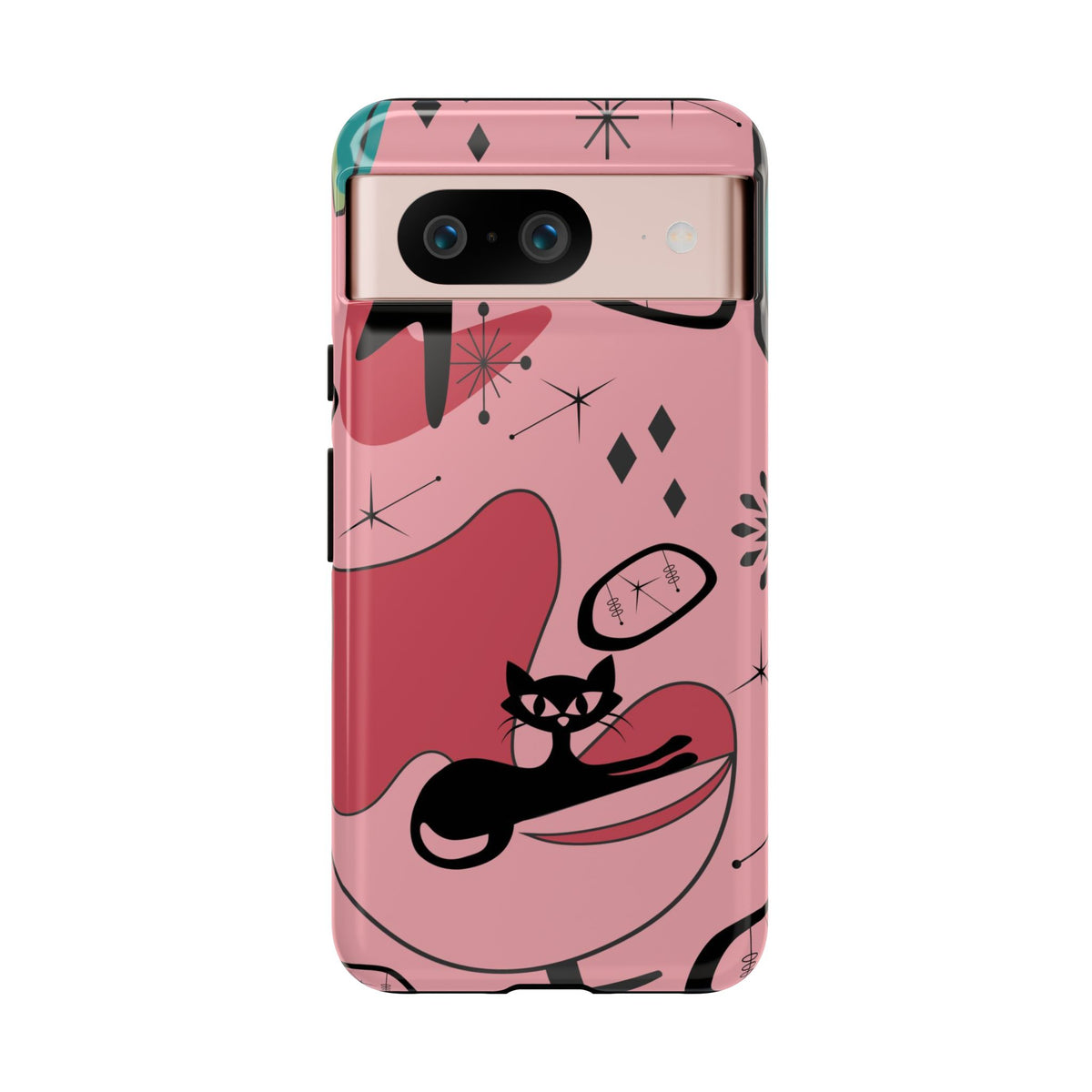 Atomic Cat, Pink Mid Century Modern, Egg Chair, Space Cat Tough Phone Case
