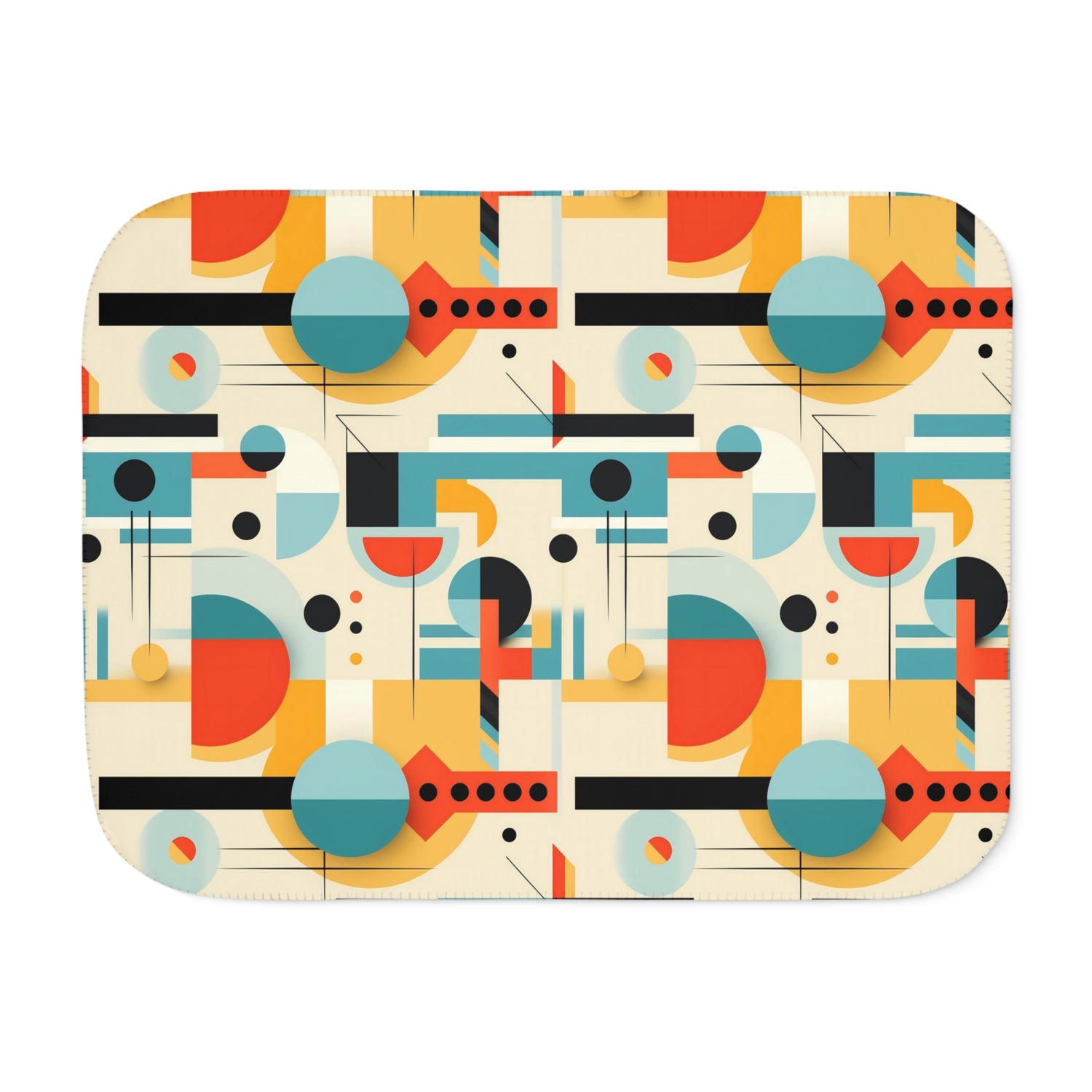 Mid Century Modern Bauhaus Geometric Designed, Retro Sherpa Blanket - Mid Century Modern Gal