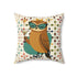 Modern Scandinavian Floral Cocktail Owl, Kitschy Mod Pillow And Insert - Mid Century Modern Gal