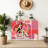 Mid Century Modern Bar Cabinet, Kitschy Mod 60s Gal Pink Geometric MCM Credenza Sideboard - Mid Century Modern Gal