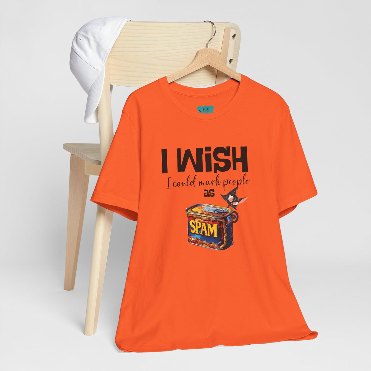 Funny Atomic Cat Mid Mod Retro Tee, I wish I could Mark People As Spam Unisex Jersey Short Sleeve Tee - Mid Century Modern Gal