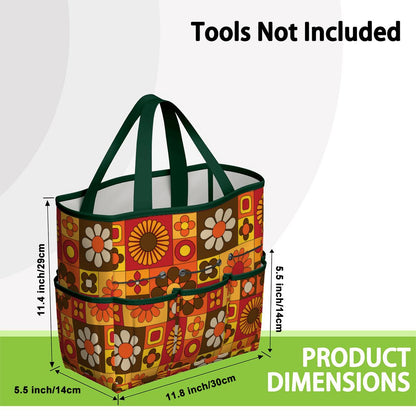 Retro 70s Mod Floral Orange Brown Yellow Mid Mod Hip Garden Tool Bag