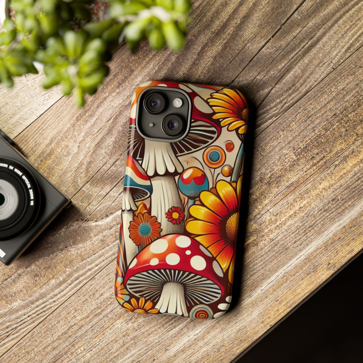Colorful Mushroom Flower Phone Case - Boho Chic Design