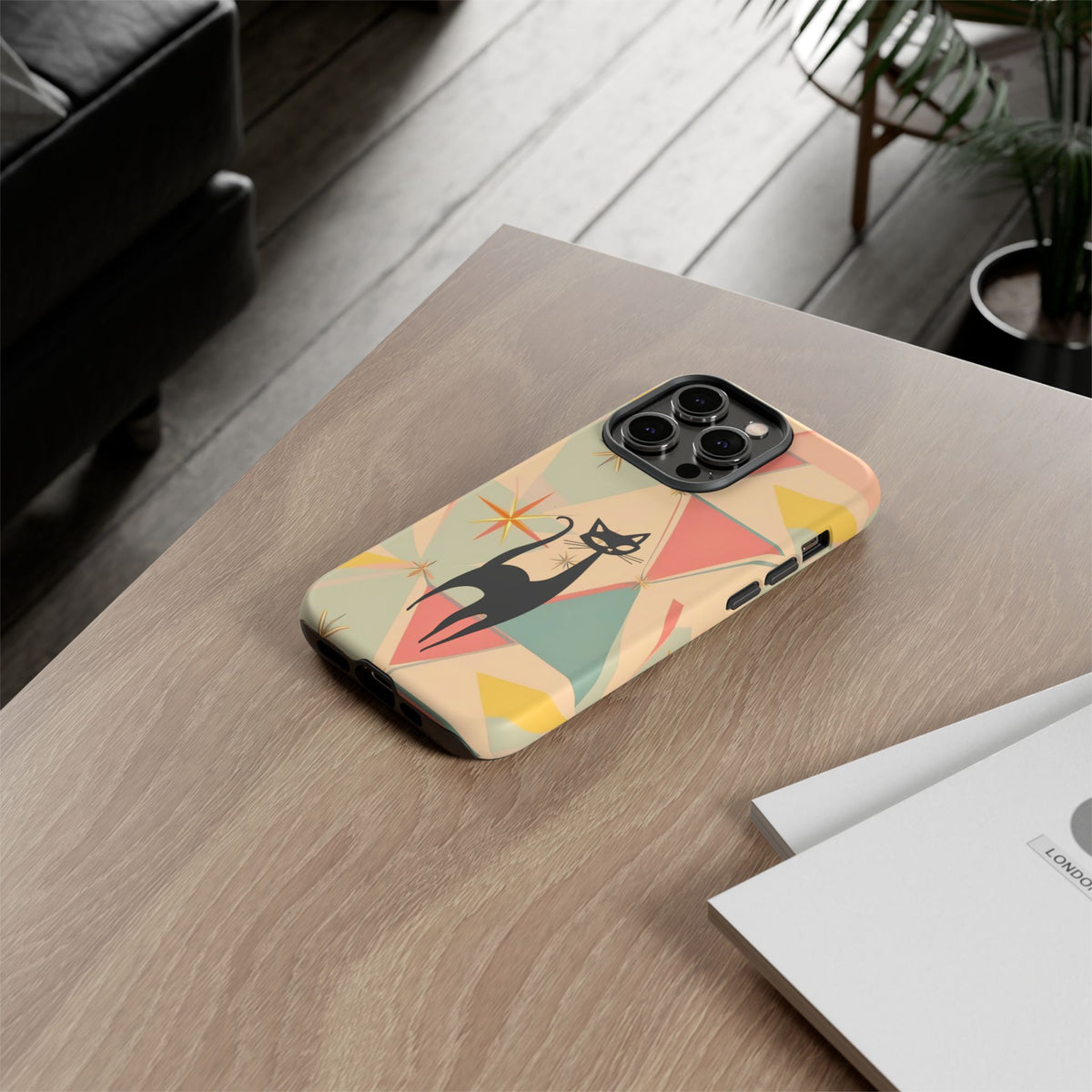 Atomic Cat Mid Mod Retro Cat Phone Case | Tough Cases with Vintage Vibe | Ideal for Cat Lovers
