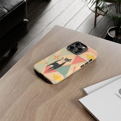 Atomic Cat Mid Mod Retro Cat Phone Case | Tough Cases with Vintage Vibe | Ideal for Cat Lovers