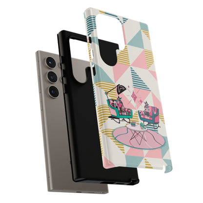 Atomic Cats Reading, Book Talk, Book Lover, Retro Chic Phone Case with Retro Vibe - Cozy Living Room Design