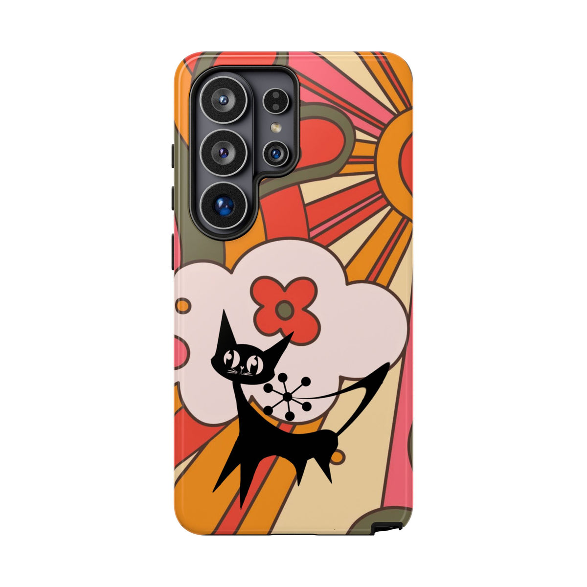 Atomic Cat, Retro Sunburst, Groovy Mod Smart Phone Tough Phone Cases - Mid Century Modern Gal