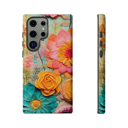 Boho Retro Floral Faux Pressed Flowers Smart Phone Tough Phone Cases