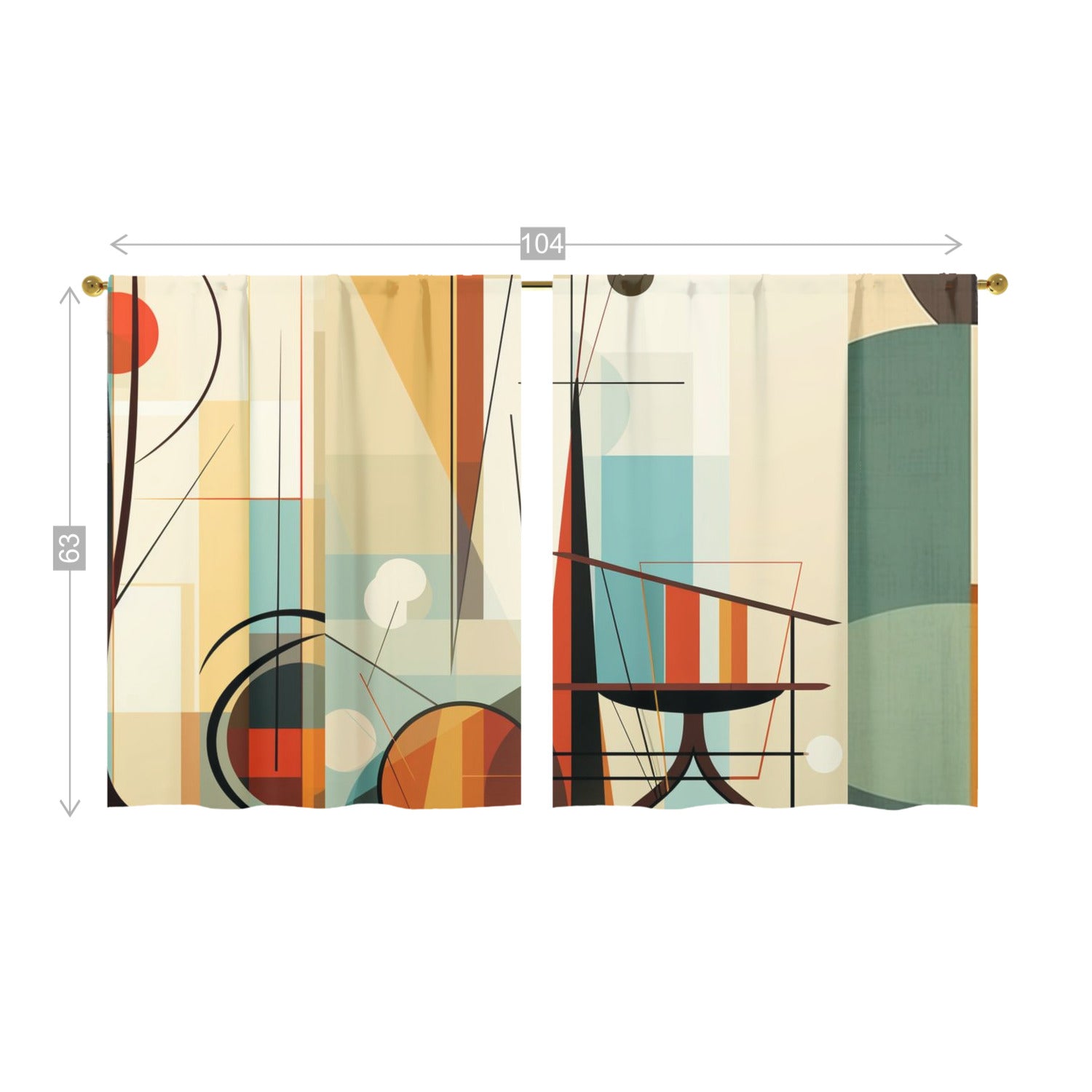 Mid Century Modern Bauhaus Designed Abstract Geometric Mod Retro Window Curtains (two panels) - Mid Century Modern Gal