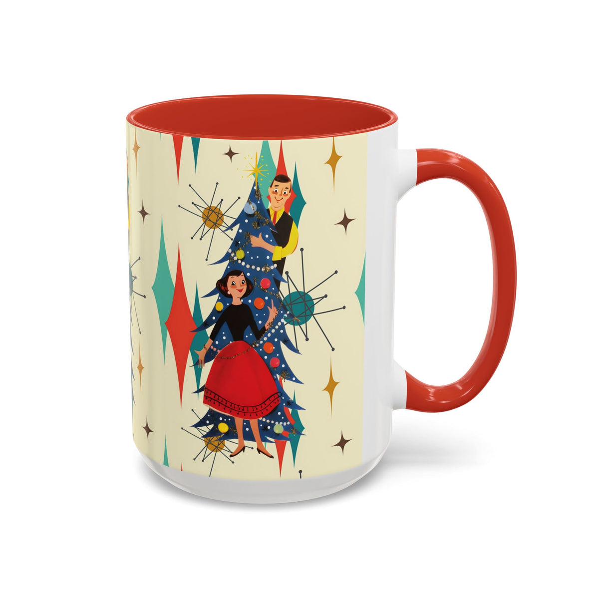Mid Century Modern 50s Kitsch Christmas Starburst Coffee Mug - Mid Century Modern Gal