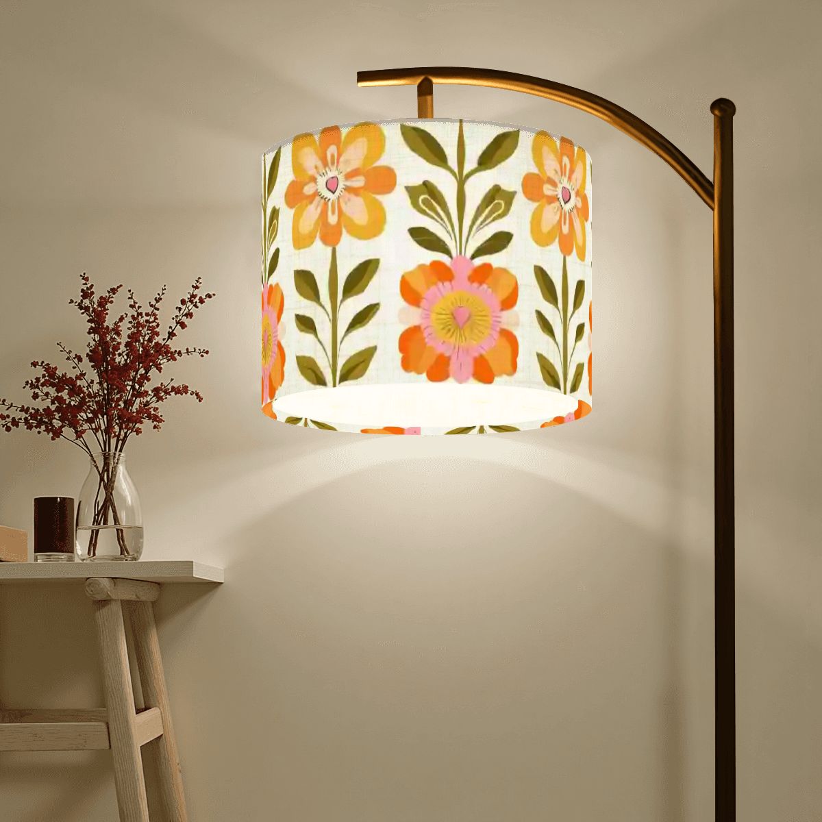 Modern Danish Scandinavian Floral Designed Mid Century Modern Arc Floor Lamp - Mid Century Modern Gal