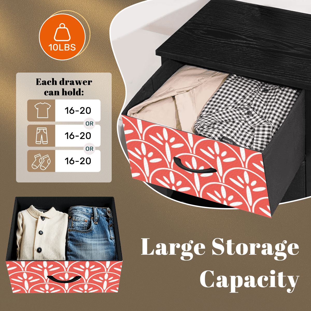 Mid Century Modern Stylish Art Deco Coral and White MCM 4-Drawer Dresser - Mid Century Modern Gal