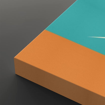 Atomic Cat Wall Art, Kitschy Mid Mod Teal Orange Retro TV Large Canvas - Mid Century Modern Gal