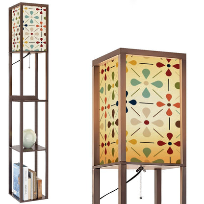 Scandinavian Floral Mid Mod Retro Floor Lamp with Shelves - Mid Century Modern Gal