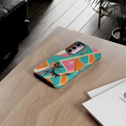 Atomic Cat Mid Mod Retro Cat Phone Case - Tough Cases for Stylish Cat Lovers