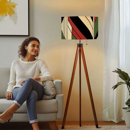 Bauahaus Mid Century Modern Black Green Cream Geometric Retro Tripod Floor Lamp - Mid Century Modern Gal