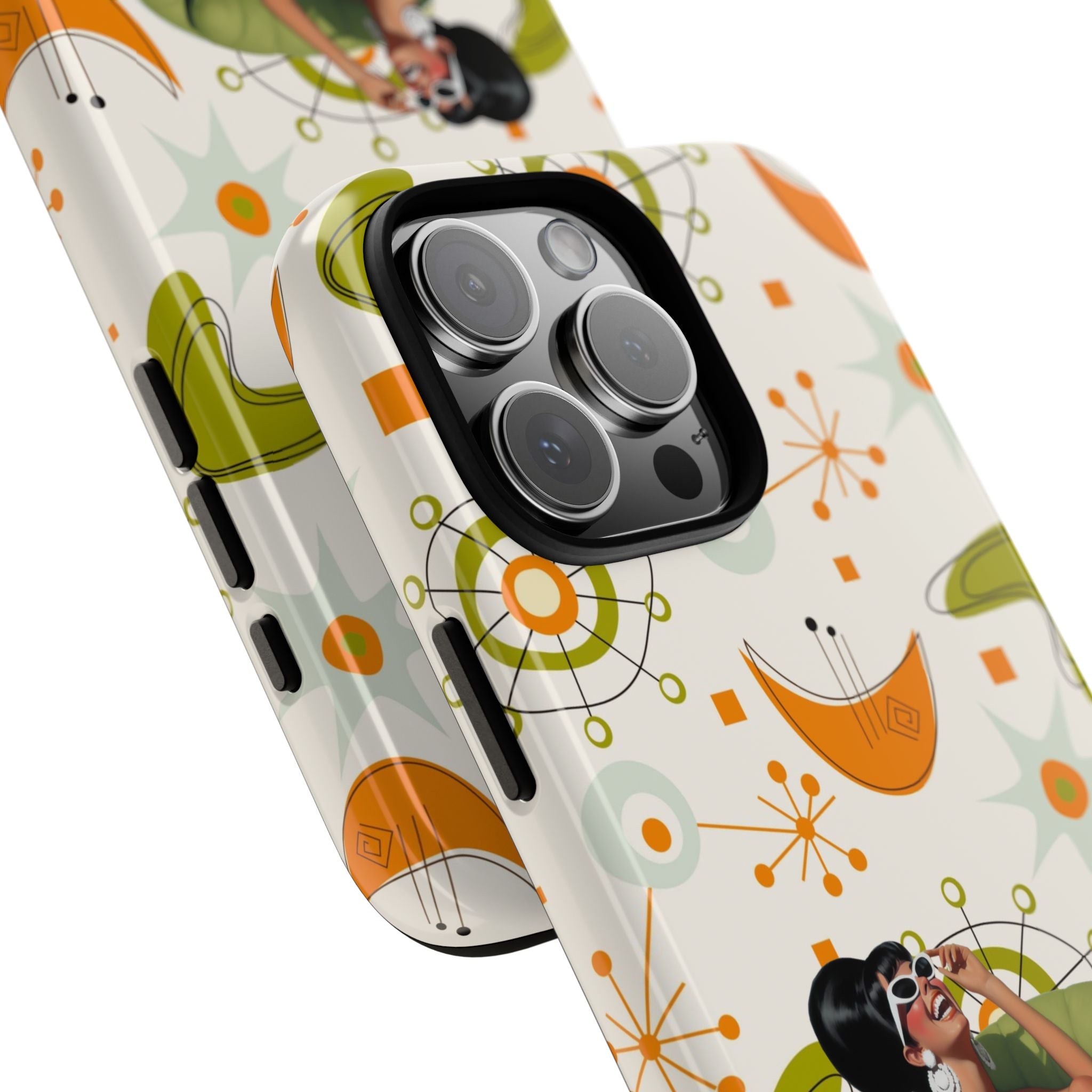 Mid Century Modern Atomic Starburst Mid Mod 60s Gal Retro Chic Tough Phone Case with Vintage Glamour Design