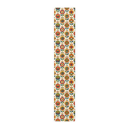 Mid Century Modern Scandinavian Floral Earth Tones Table Runner - Mid Century Modern Gal