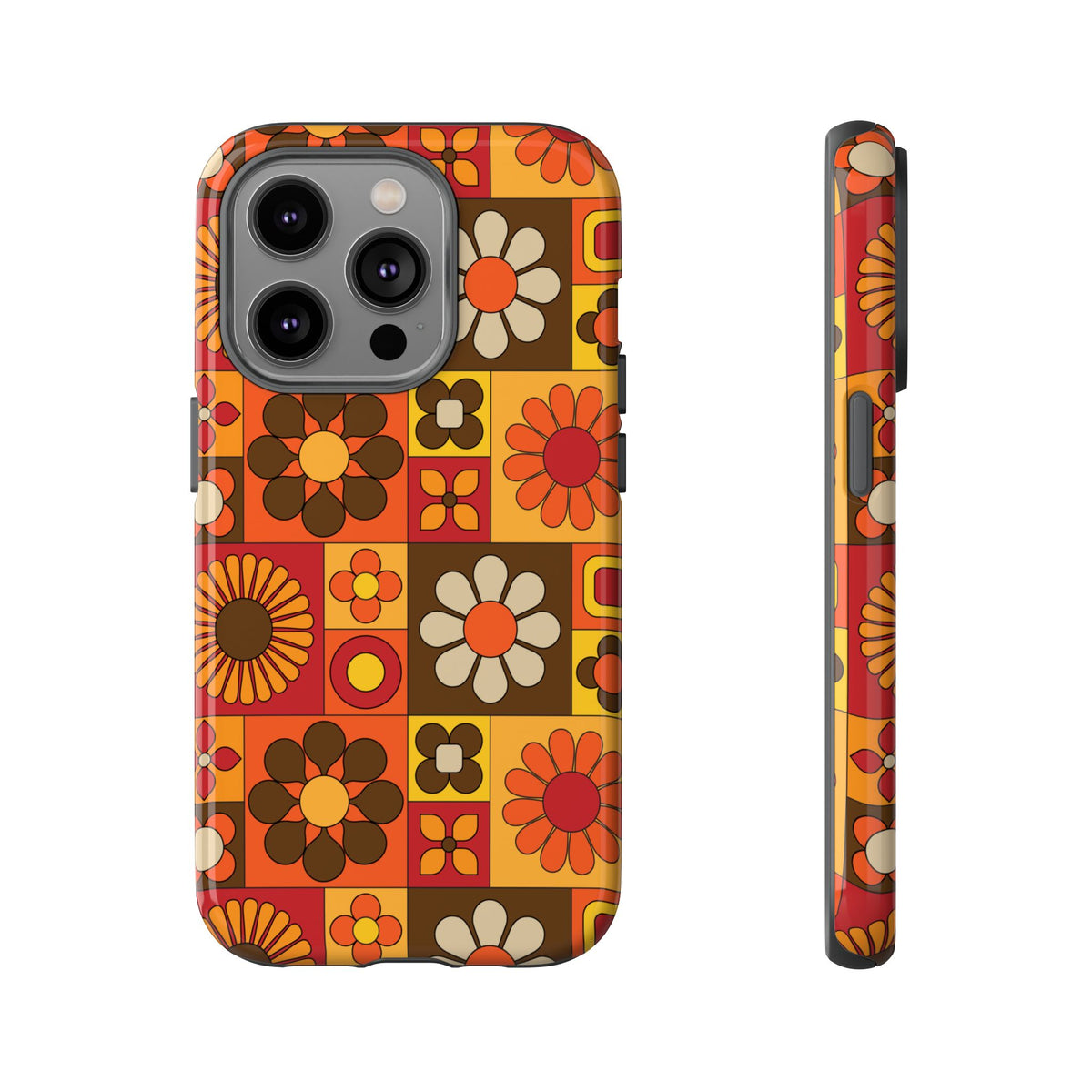 Retro 70s Mid Mod Floral Phone Case | Tough Cases for Flower Lovers - Mid Century Modern Gal