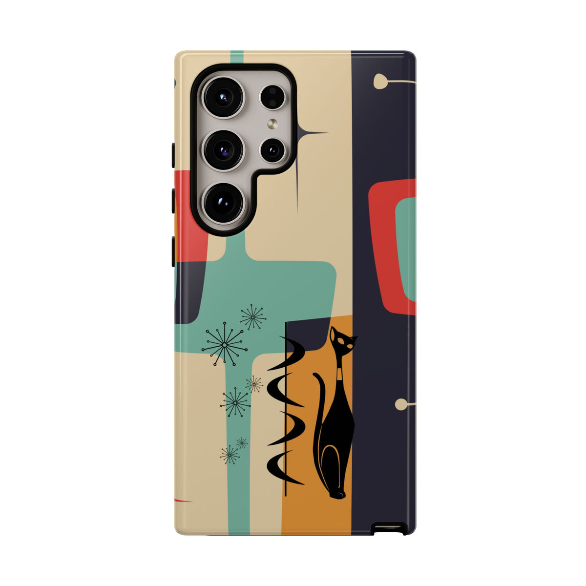 Mid Century Modern, Geometric, Atomic Cat Groovy Smart Phones Tough Phone Cases