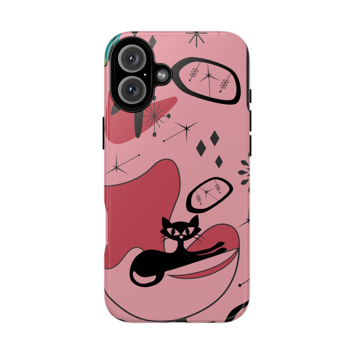 Atomic Cat, Pink Mid Century Modern, Egg Chair, Space Cat Tough Phone Case
