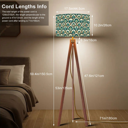Art Deco Peacock Inspired Tripod Floor Lamp - Mid Century Modern Gal