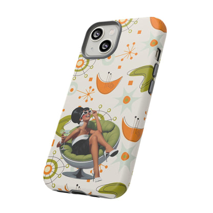 Mid Century Modern Atomic Starburst Mid Mod 60s Gal Retro Chic Tough Phone Case with Vintage Glamour Design