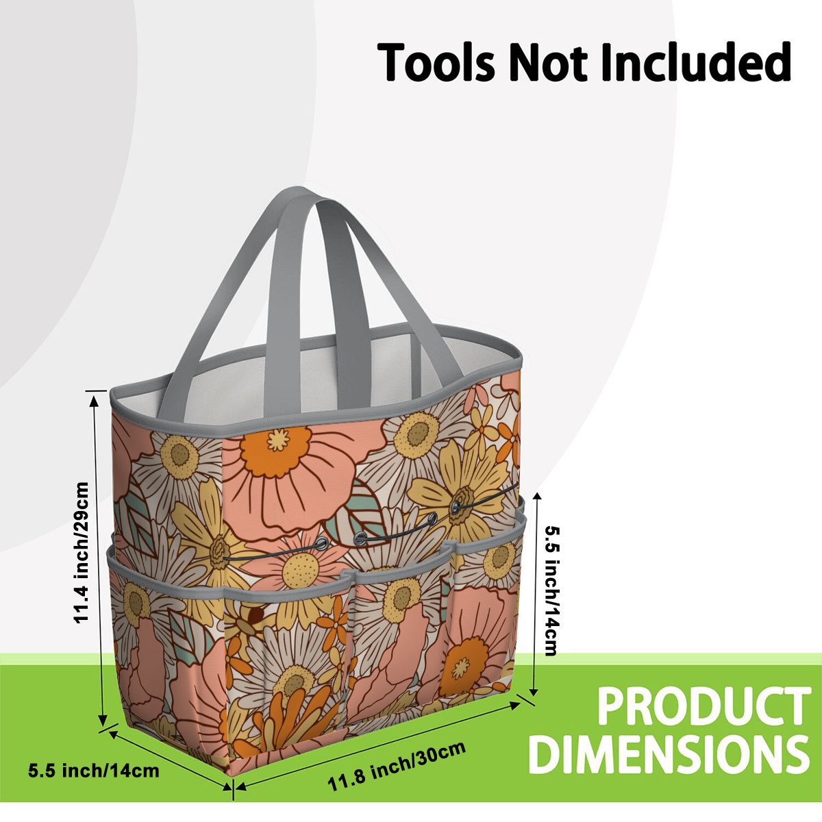 70s Floral Pink Orange Garden Tool Bag - Mid Century Modern Gal
