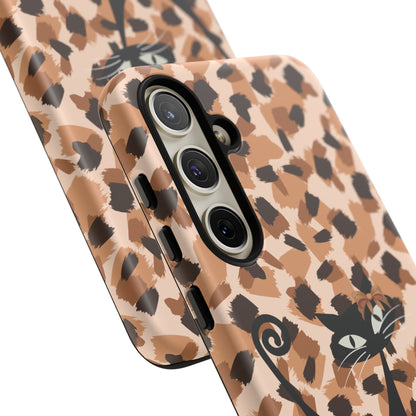 Mid Century Modern Atomic Cat, Animal Print Kitschy Trendy Smart Phone Tough Cases