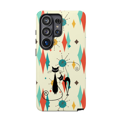 Atomic Kitty Cat, Mid Mod Franciscan Pattern, Kitsch Tough Phone Cases