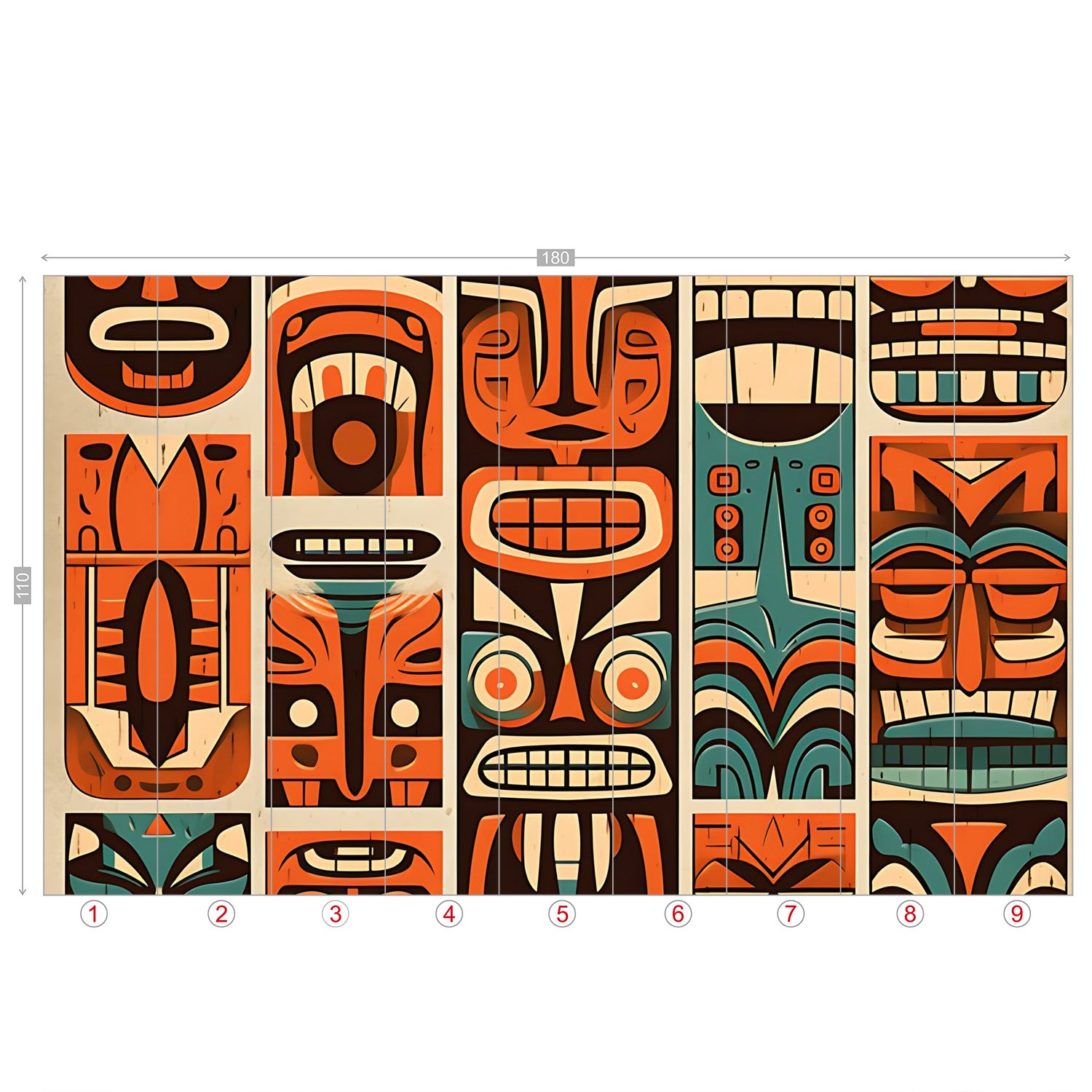 Tiki Idol Mid Century Modern Wallpaper, Peel and Stick Retro Wall Murals