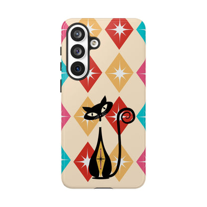 Mid Century Modern Atomic Cat, Atomic 50s Diamonds Retro Phone Tough Cases