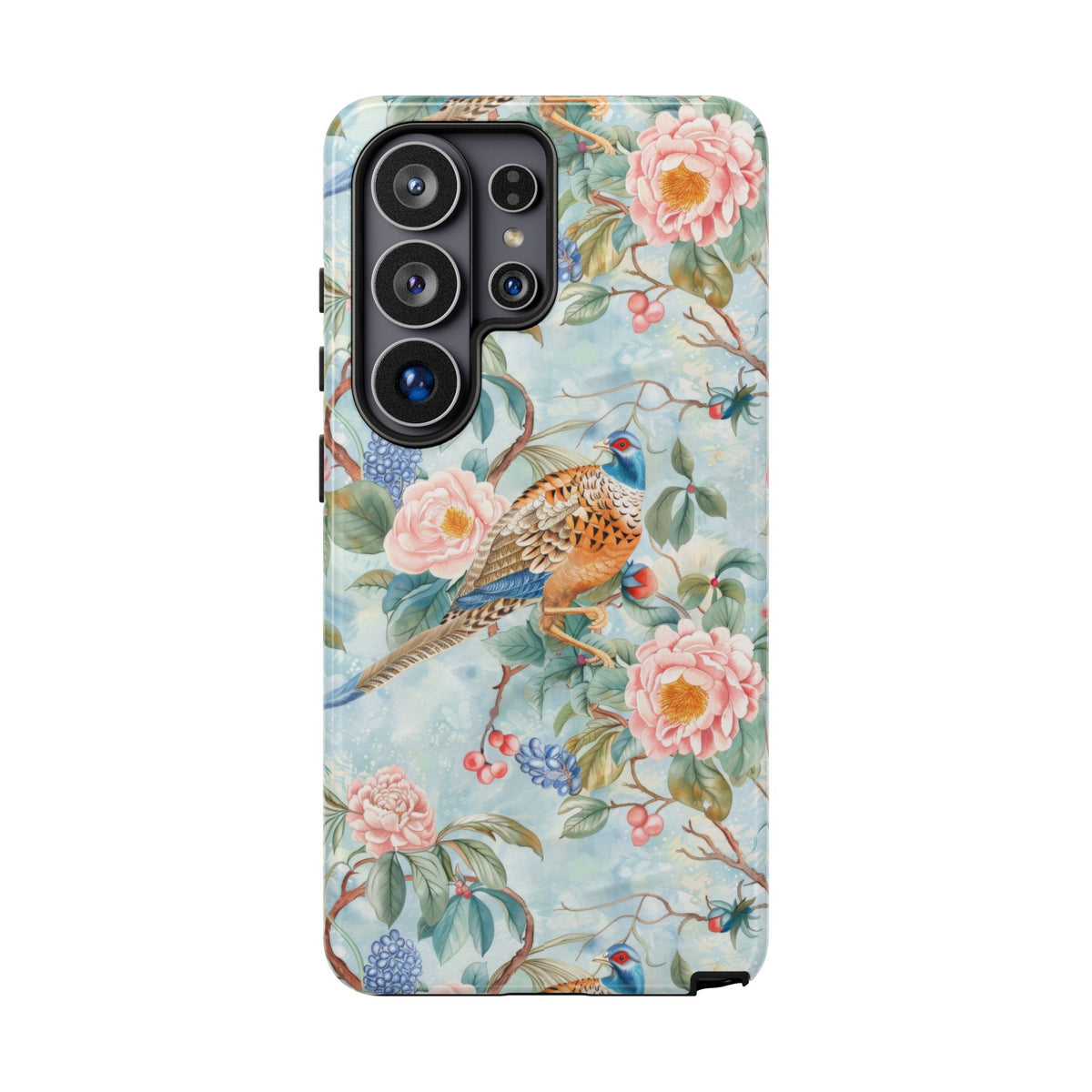Chinoiserie Designed Floral Pheasant Phone Case with Bird Design