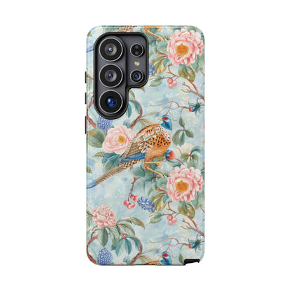 Chinoiserie Designed Floral Pheasant Phone Case with Bird Design