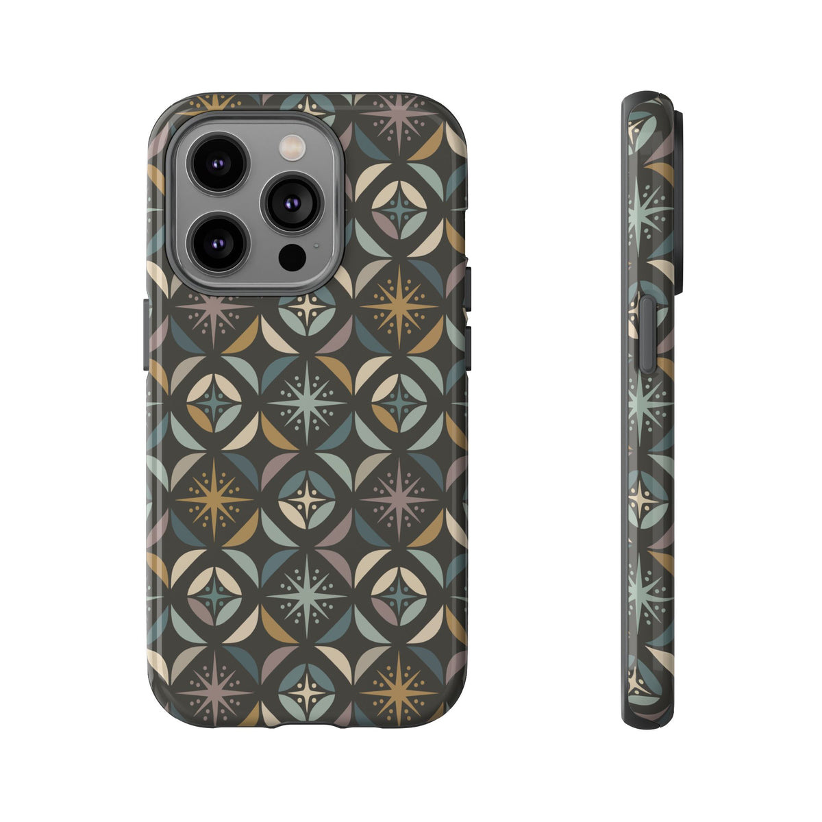 Mid Century Modern Elegant Gray Geometric Starburst Tough Phone Case