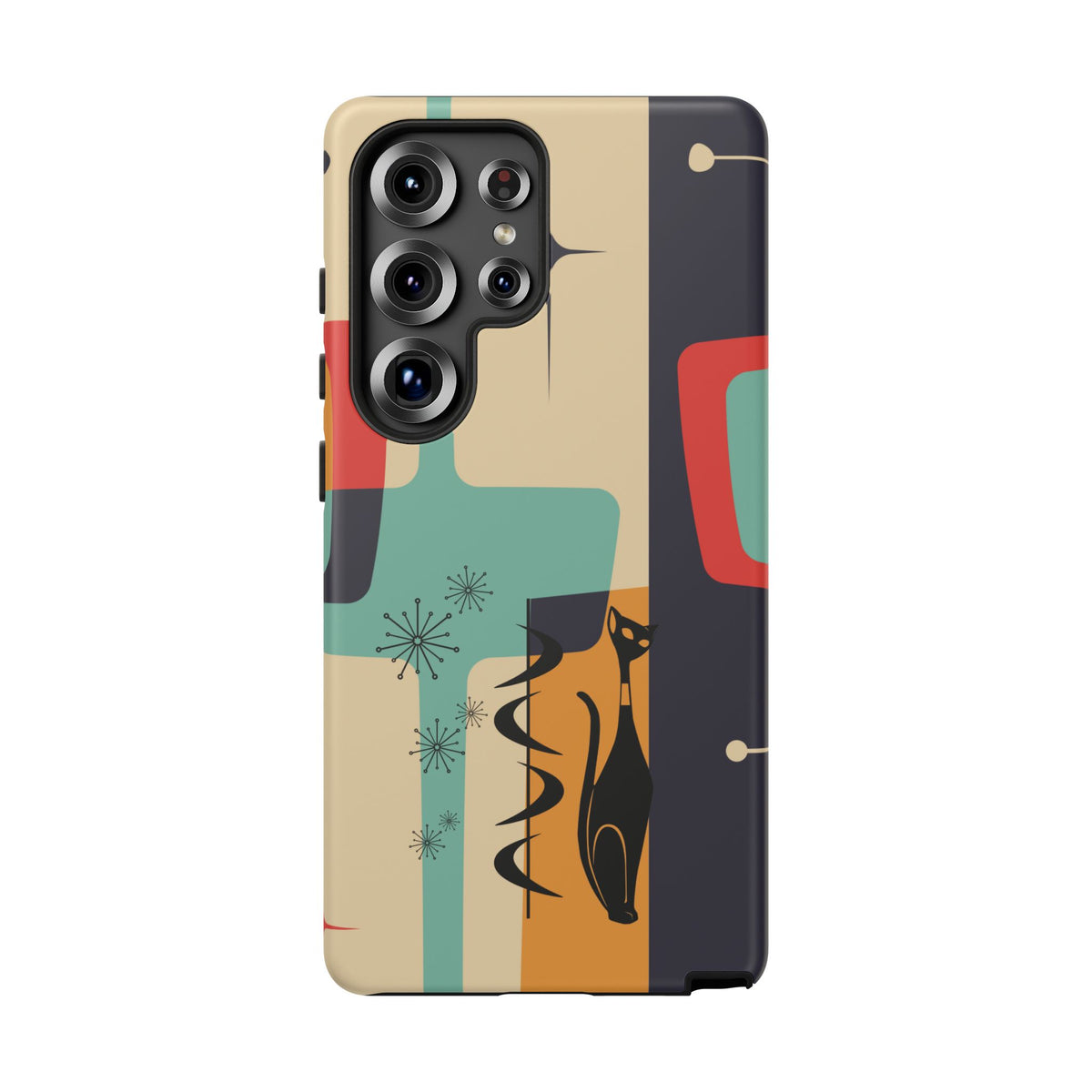 Mid Century Modern, Geometric, Atomic Cat Groovy Smart Phones Tough Phone Cases