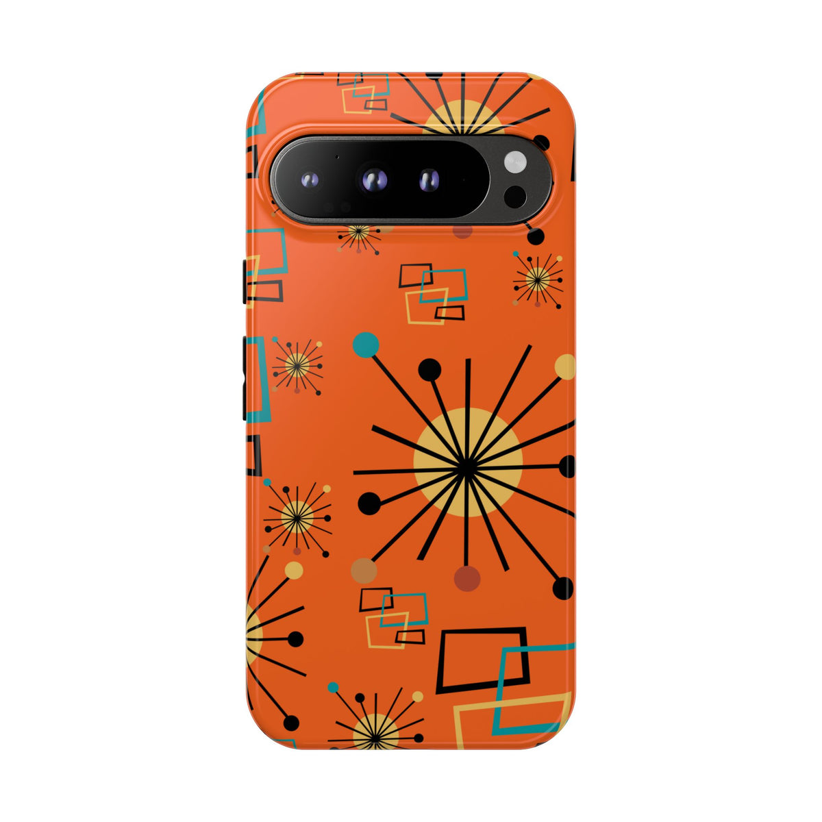 Mid Century Modern Sinatra Orange, Starburst, Geometric Funky Fun Tough Phone Case
