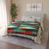 Mid Century Modern, Geometric, Retro, Mod, Teal Blue, Mustard Yellow, Chocolate Brown, Burnt Orange, Sherpa Blanket - Mid Century Modern Gal