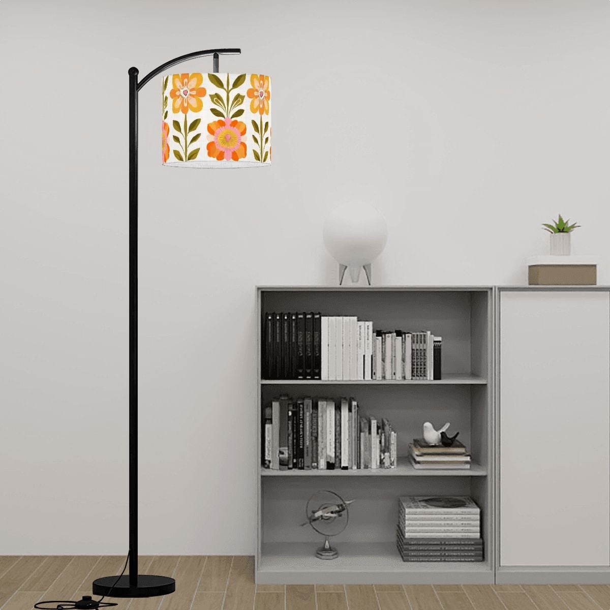 Modern Danish Scandinavian Floral Designed Mid Century Modern Lamp SHADE ONLY - For Arc Floor Lamps Only - Mid Century Modern Gal