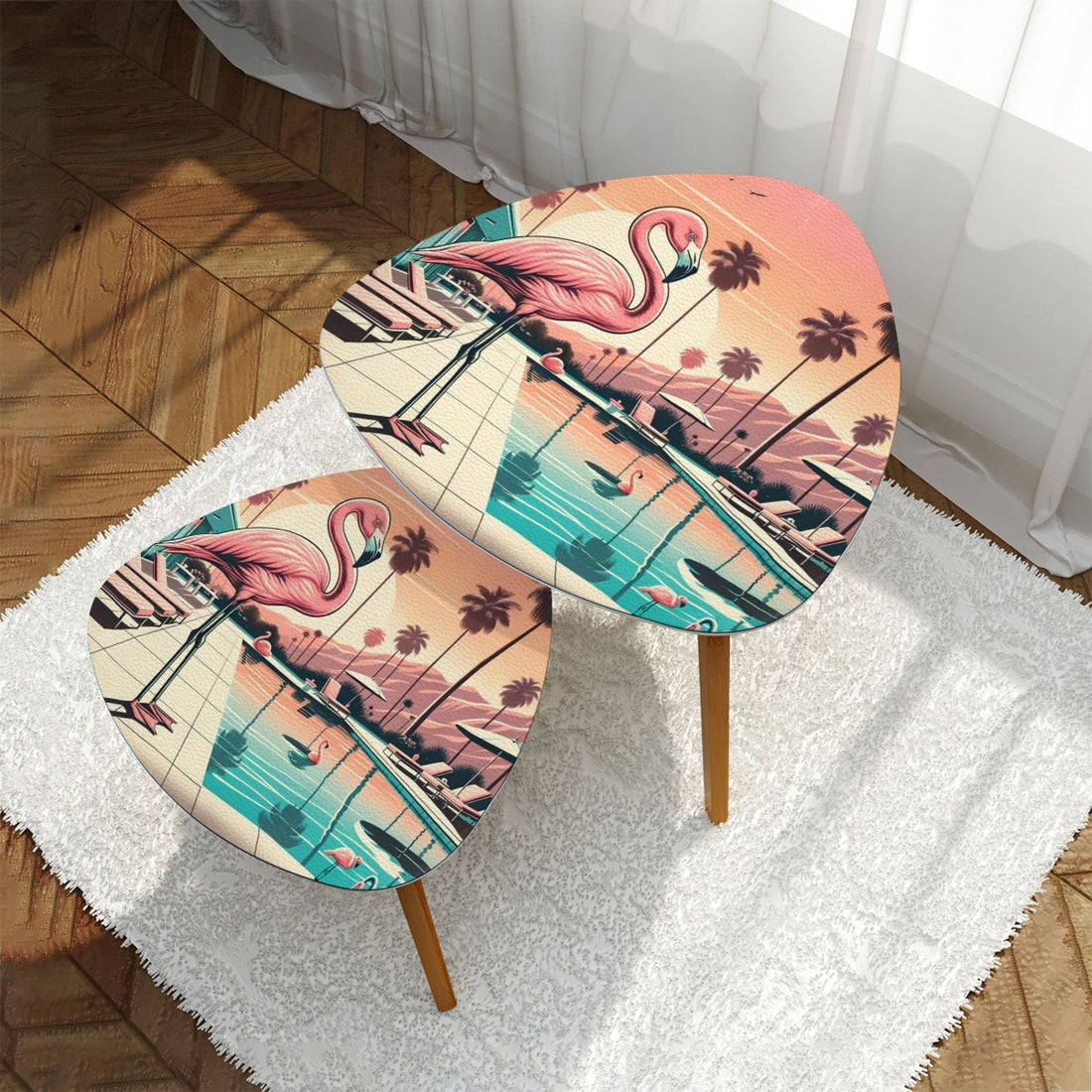 Palm Spring California, Retro Flamingo Mid Century Modern Nesting Tables - Mid Century Modern Gal