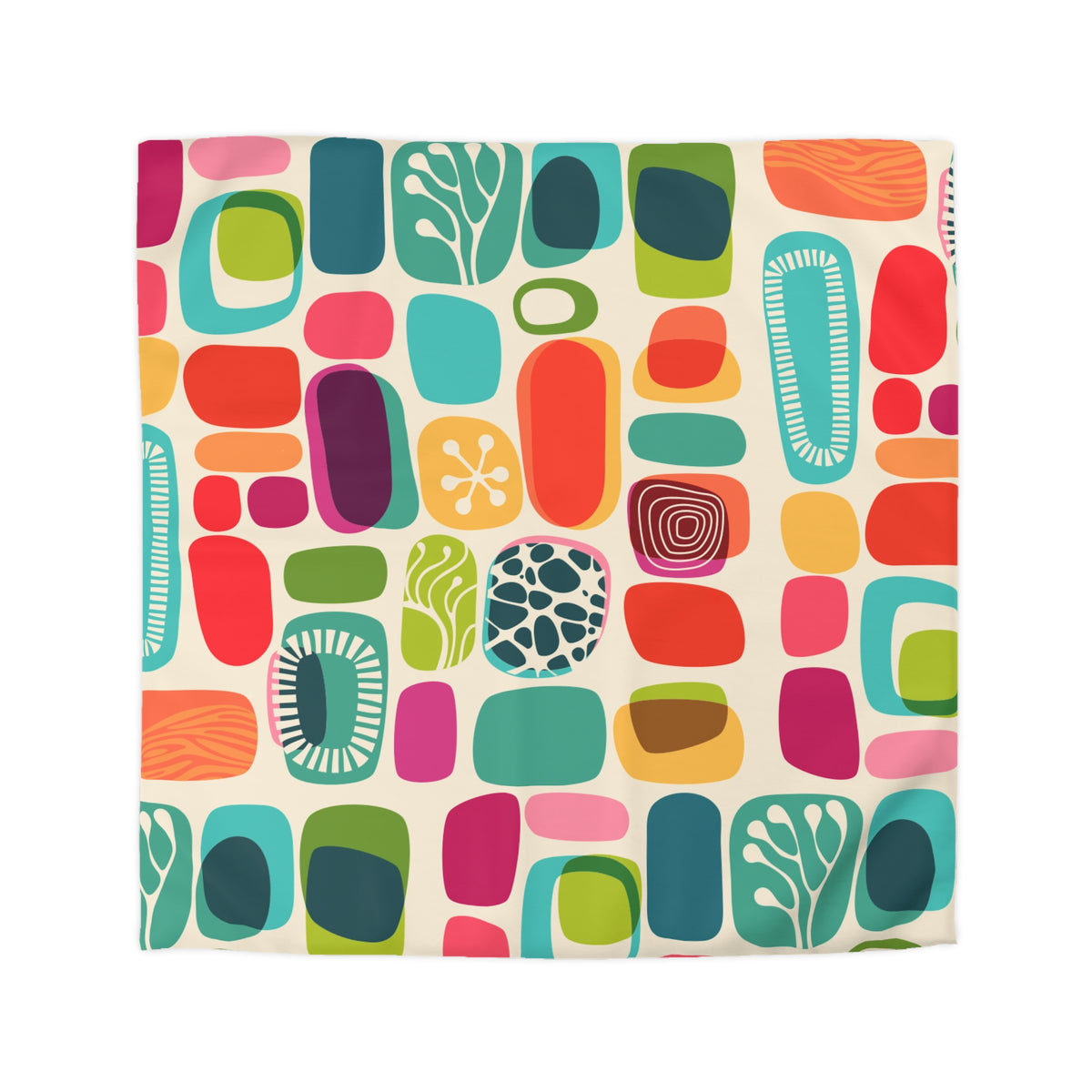 Mid Modern Abstract Geometric Retro Boho Colorful Bold MCM Home Decor Microfiber Duvet Cover - Mid Century Modern Gal