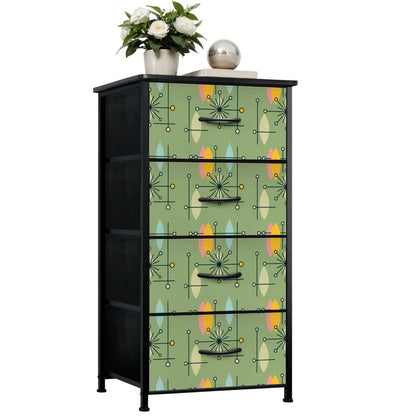 Mid Century Modern Green Yellow Atomic 50s 4-Drawer Dresser - Mid Century Modern Gal