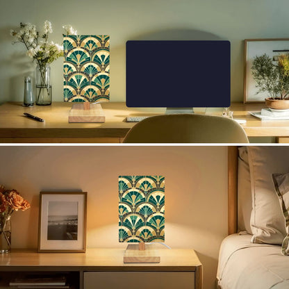 Art Deco Peacock Inspired Square Table Lamp