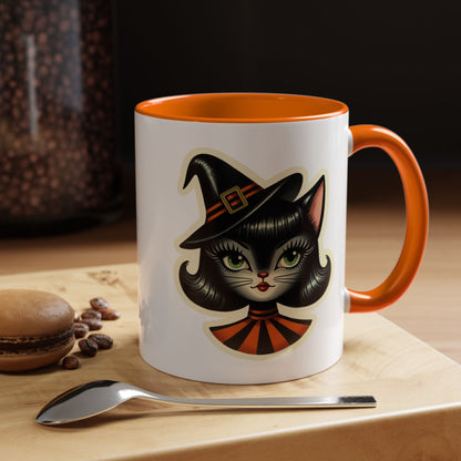 Vintage Halloween Black Cat Sexy Sexton Mid Century Modern Accent Coffee Mug - Mid Century Modern Gal