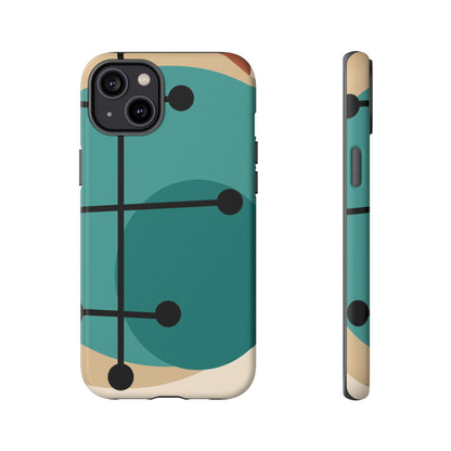 Mid Century Mod, Geometric, Retro Beige Teal Blue, Smart Phones Tough Phone Cases