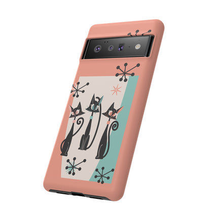 Atomic Cat Mid Mod Coral Aqua Blue Starburst Kitschy Fun Chic Samsung, Smart Phones Tough Cases