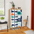 Scandinavian Blue Orange White, Teal Modern Danish Floral Shoe Cabinet - Mid Century Modern Gal
